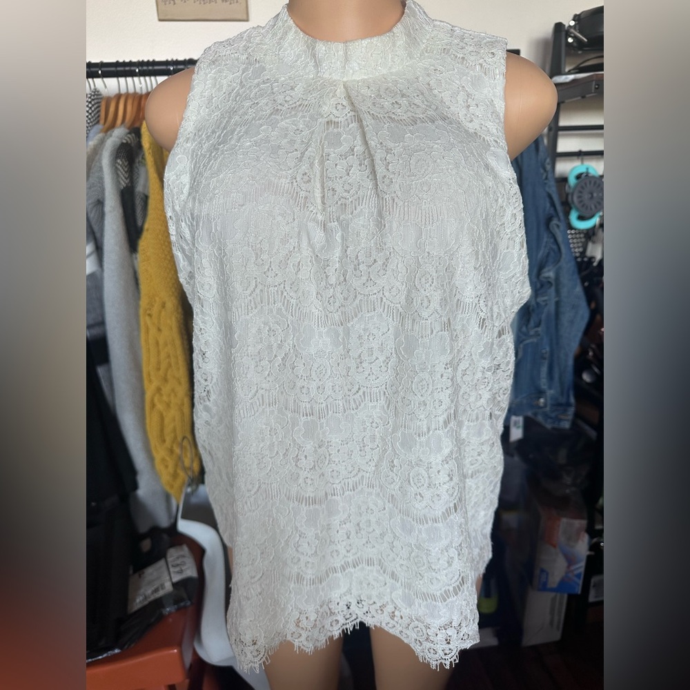 Chance or Fate Cream Lace Sleeveless Top